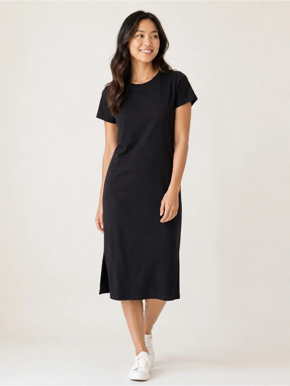 J.Crew Black Cotton Midi T-Shirt Dress Size XS